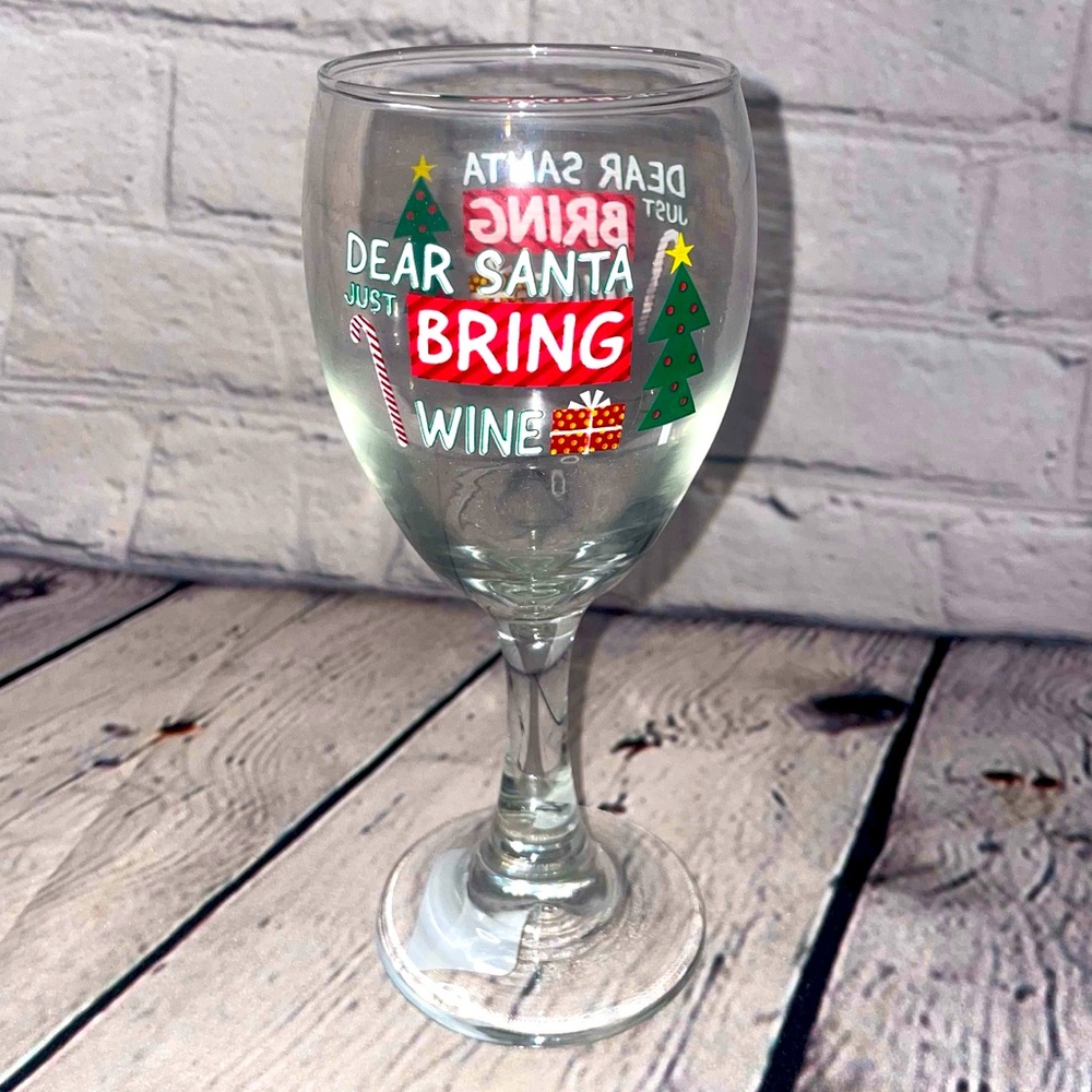Cristar Festive Wine Glass with Christmas Design “Dear Santa just bring wine”